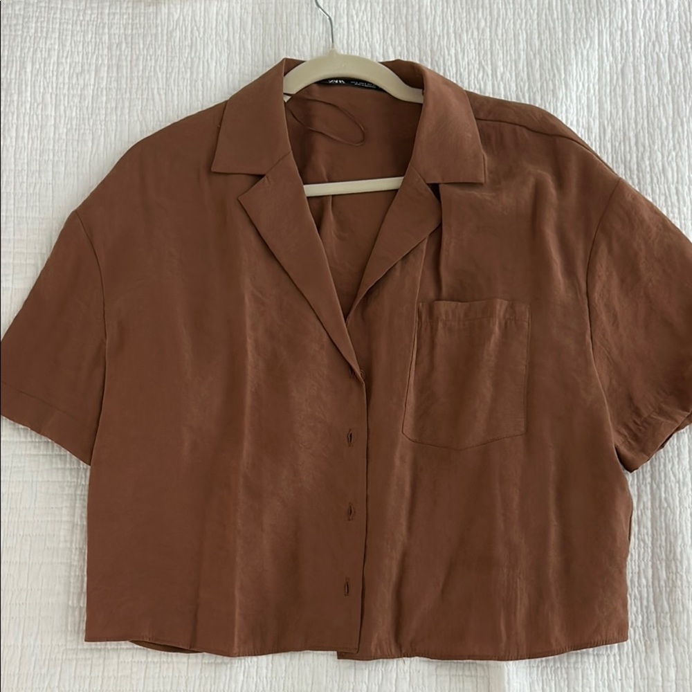 Zara Tan Short Sleeve Shirt